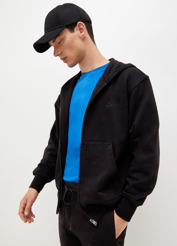 Black Liu Jo Hooded With Zip Men's Sweaters | TIP-034281