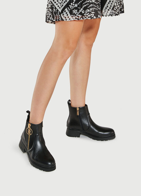 Black Liu Jo Leather Beatles Women's Ankle Boots | QXV-859312