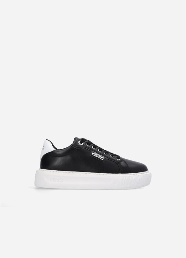 Black Liu Jo Leather Women's Sneakers | ZOY-758201