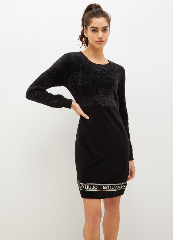 Black Liu Jo Lurex® Knit Women's Dress | EUL-174263