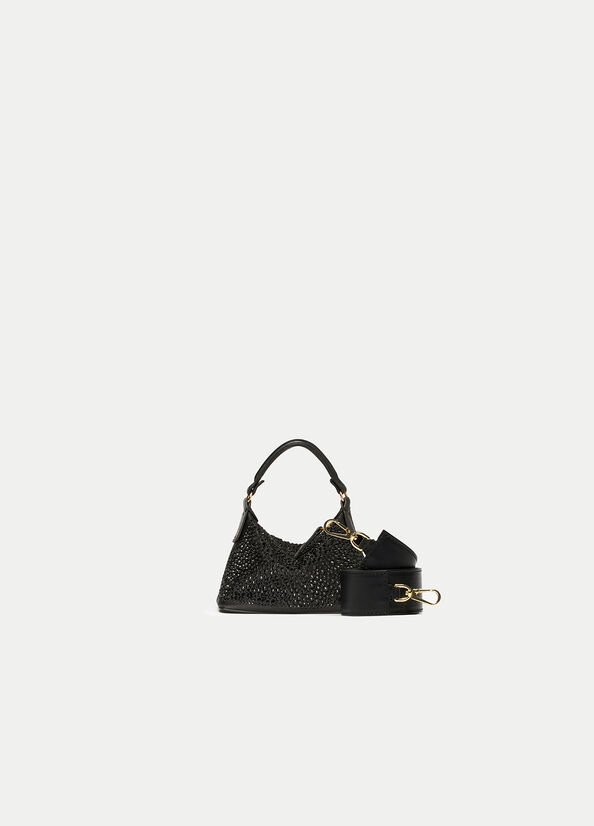 Black Liu Jo Micro Hobo With Gemstones Women's Crossbody Bags | LEO-031985