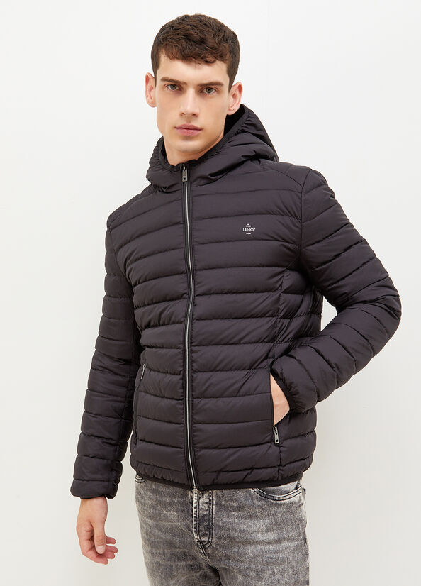 Black Liu Jo Padded With Hood Men's Jackets | ILP-716893