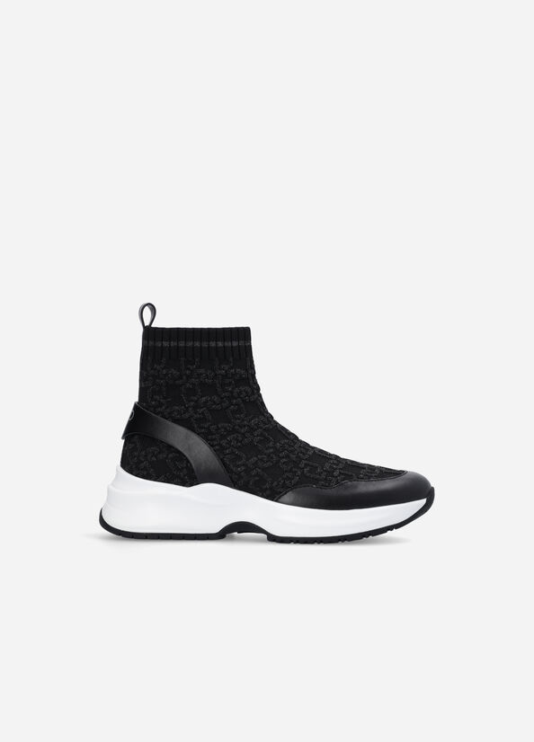 Black Liu Jo Sock With Jacquard Monogram Women's Sneakers | TJE-603845