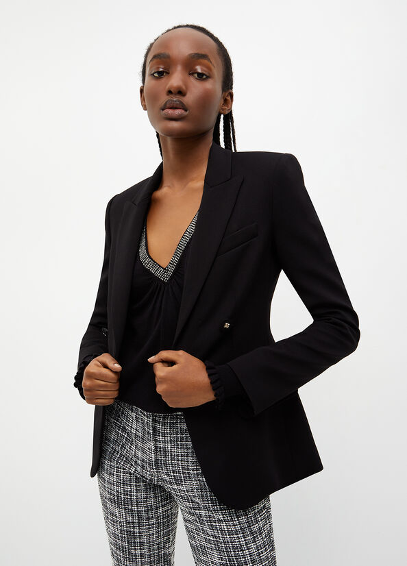 Black Liu Jo Stretch Blazer Women's Jackets | JIQ-509213