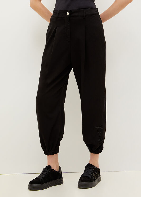 Black Liu Jo Stretch Cotton Fleece Women's Pants | SLY-984532