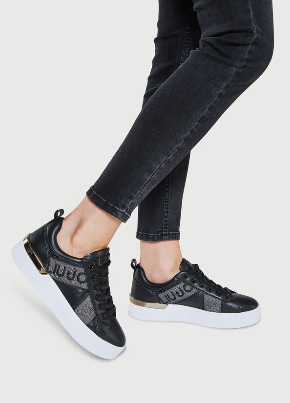 Black Liu Jo With Jacquard Detail Women's Sneakers | FLP-765408