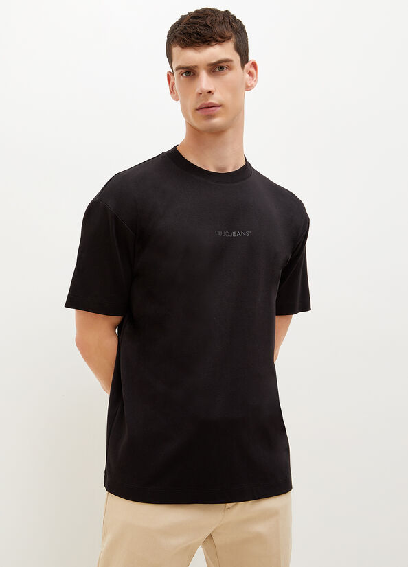 Black Liu Jo With Logo Men's T Shirts | EPU-412358