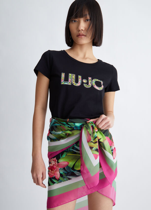 Black Liu Jo With Logo Women's Tops | ODP-613790