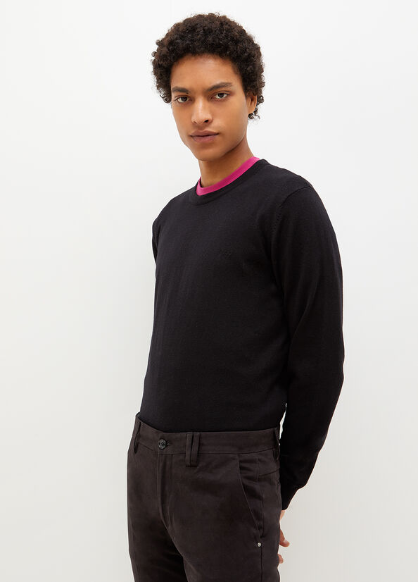 Black Liu Jo Wool And Cotton Men's Sweaters | EBL-164075