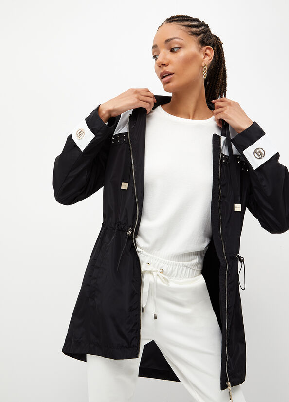 Black / White Liu Jo Nylon With Studs Women's Jackets | OHP-014725