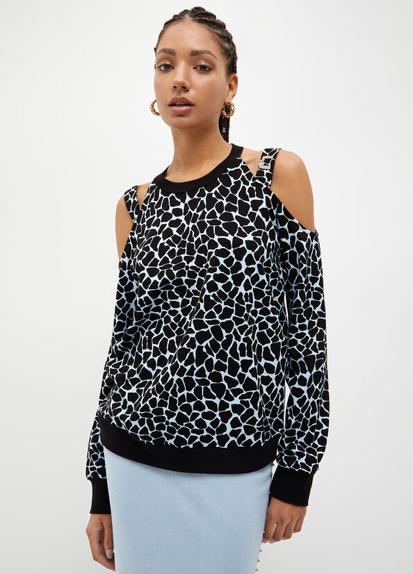 Blue Liu Jo Animal-Print Women's Sweatshirts | JVY-312704