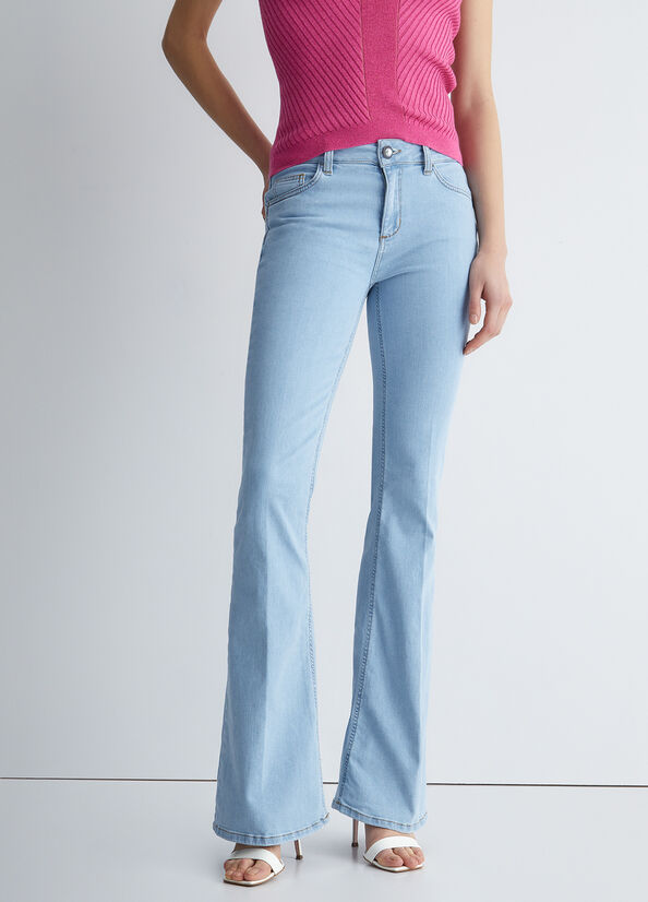 Blue Liu Jo Bottom Up Women's Straight-Fit Jeans | SNX-795320