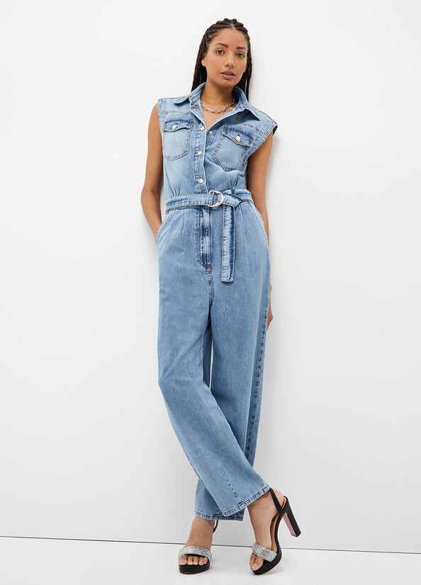 Blue Liu Jo Denim Jumpsuit Women's Straight-Fit Jeans | GOZ-523408