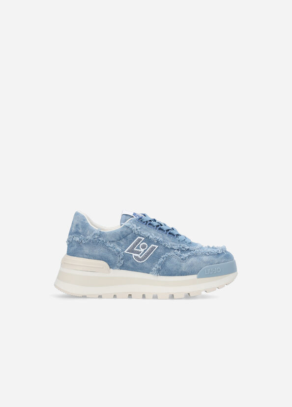 Blue Liu Jo Denim Platform Women's Sneakers | UVG-436987