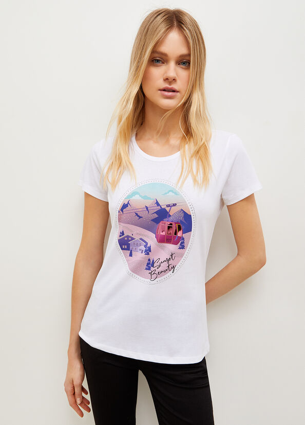 Blue Liu Jo Eco-Friendly With Graphic Print Women's T Shirts | TGN-653891