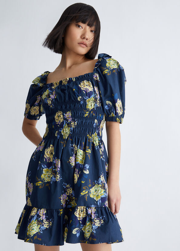 Blue Liu Jo Floral Denim Women's Dress | BMX-960734