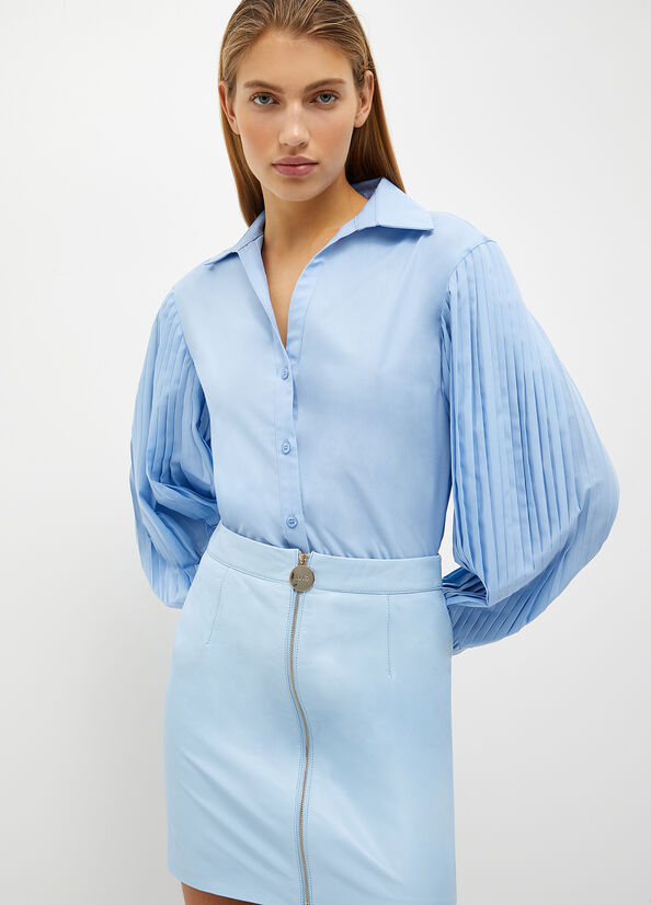 Blue Liu Jo Poplin Women's Shirts | QTE-953841