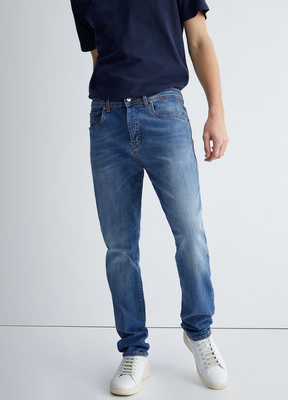 Blue Liu Jo Regular Men's Slim-Fit Jeans | ZKW-172954