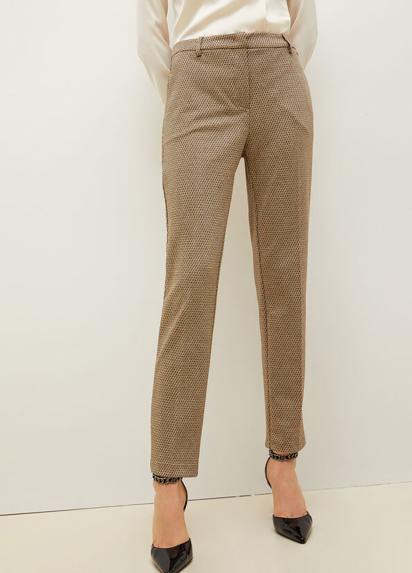 Brown / Black Liu Jo Jacquard Cigarette Women's Pants | HTC-852306