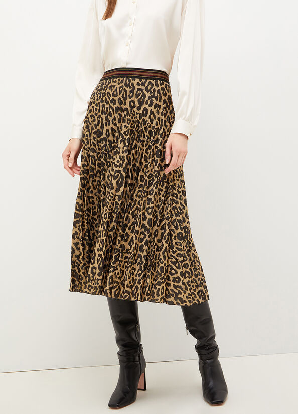 Brown Liu Jo Animal Print Pleated Women's Skirts | FIC-164539