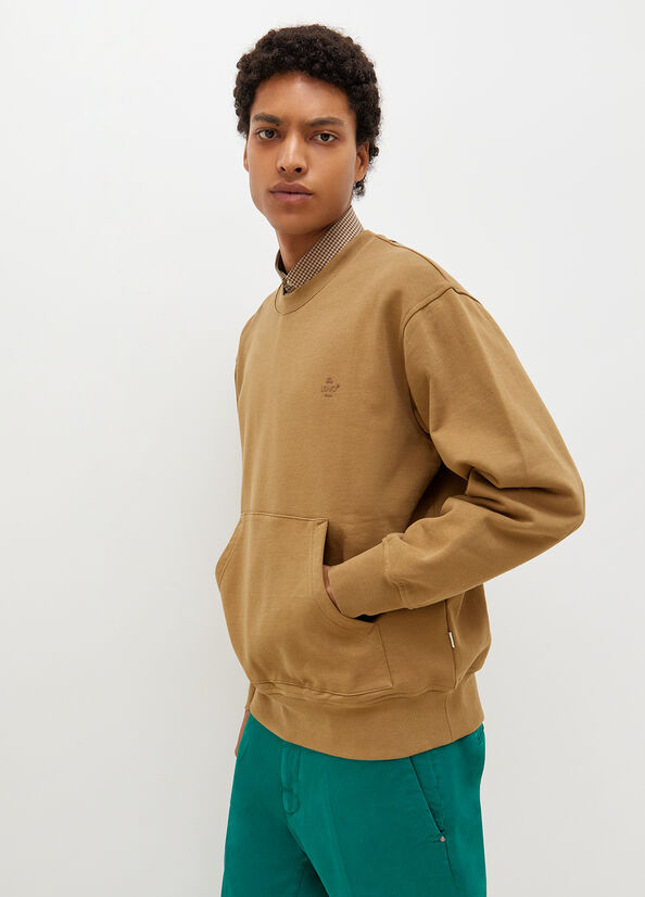 Brown Liu Jo Crew Neck Men's Sweaters | BGW-926430