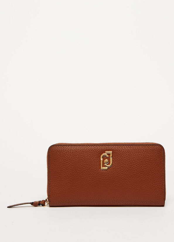 Brown Liu Jo Eco-Friendly Zip-Around Women's Wallets | VFI-650387