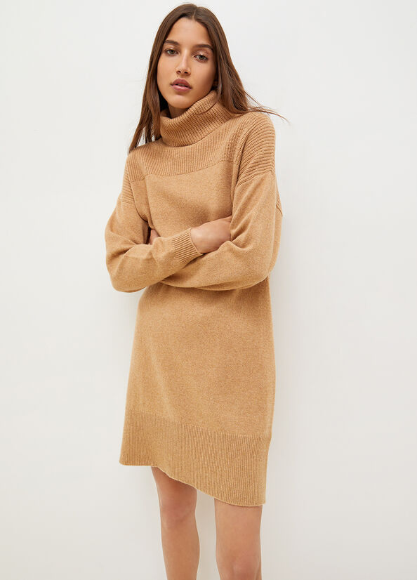 Brown Liu Jo Knit Turtleneck Women's Dress | ZXP-965401