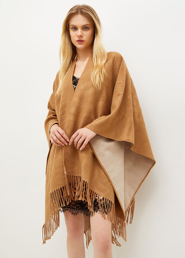 Brown Liu Jo Poncho With Logo Women's Coats | OPV-307214