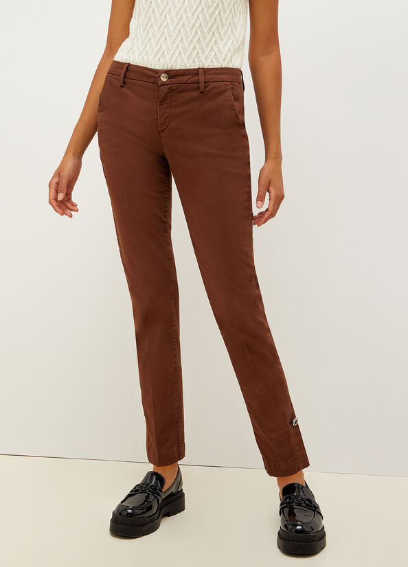 Brown Liu Jo Stretch Cotton Chinos Women's Pants | MOQ-482536