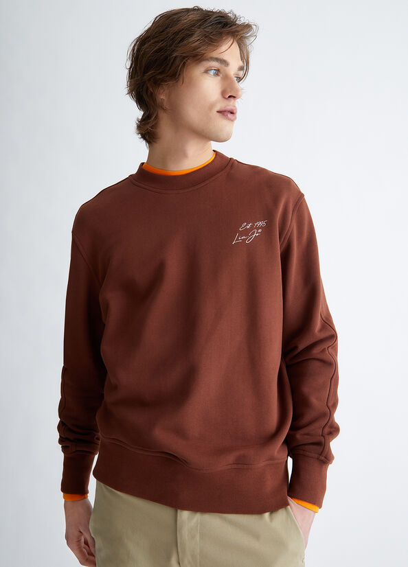 Brown Liu Jo With Print On The Back Men's Sweaters | YFE-807612