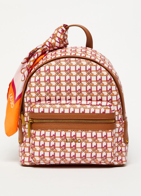 Brown Liu Jo With Printed Logo And Scarf Women's Backpacks | FPB-051263