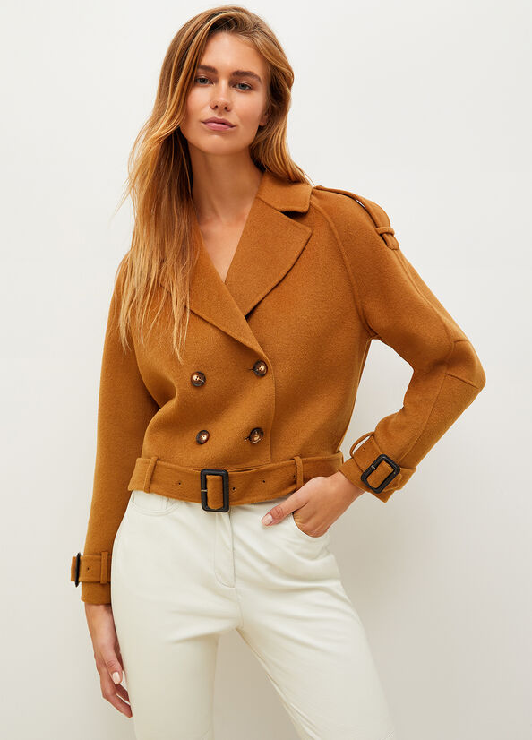 Brown Liu Jo Wool Blend Biker Women's Jackets | VKT-129647