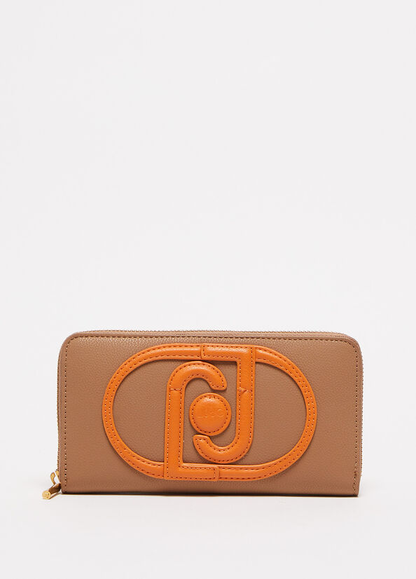 Brown Liu Jo Zip Around With Logo Women's Wallets | CEQ-430259