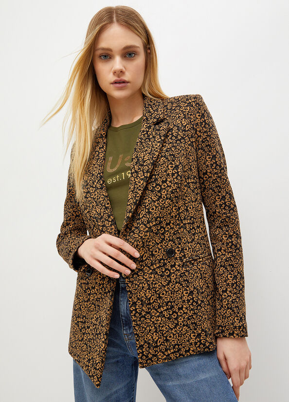 Copper Liu Jo Animal-Print Jersey Blazer Women's Jackets | FTY-530964