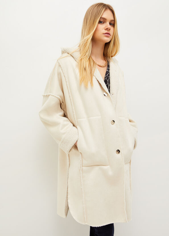 Cream Liu Jo With Hood Women's Coats | YIG-892715