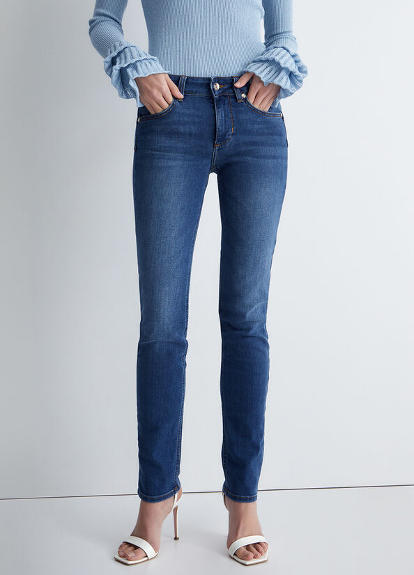 Dark Blue Liu Jo Bottom-Up Slim- Women's Slim-Fit Jeans | YNG-751304