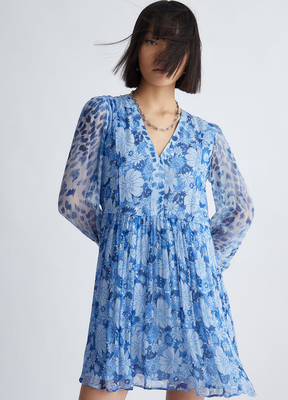 Dark Blue Liu Jo Floral Women's Dress | TFJ-023468