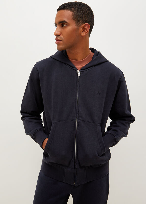 Dark Blue Liu Jo Hooded With Zip Men's Sweaters | UGB-284576