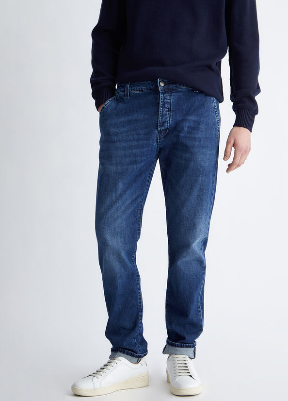 Dark Blue Liu Jo Regular Men's Slim-Fit Jeans | KYQ-208657