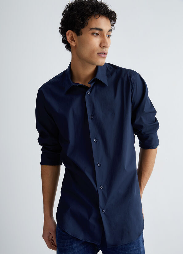 Dark Blue Liu Jo Slim Fit Men's Shirts | TSY-260914