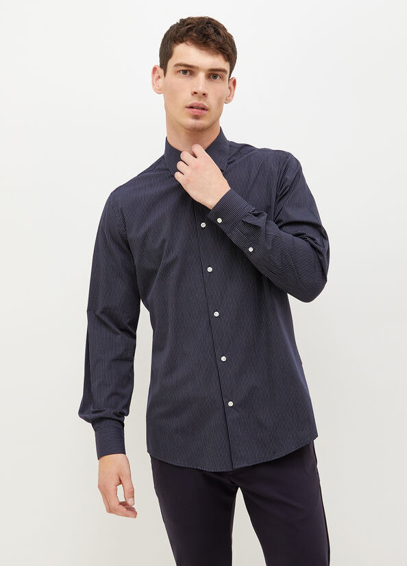 Dark Blue Liu Jo Slim-Fit Men's Shirts | ZJW-302586