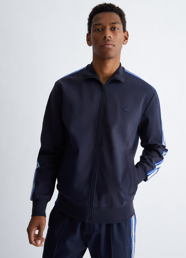 Dark Blue Liu Jo With Zip Men's Sweaters | CQZ-945827