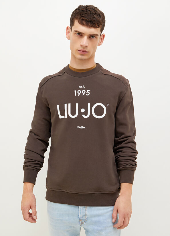 Dark Brown Liu Jo With Logo 1995 Men's Sweaters | QBX-930874