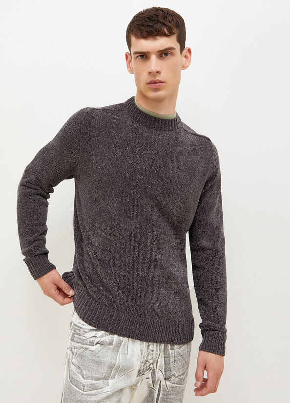 Dark Grey Liu Jo Chenille Men's Sweaters | ZHC-812640