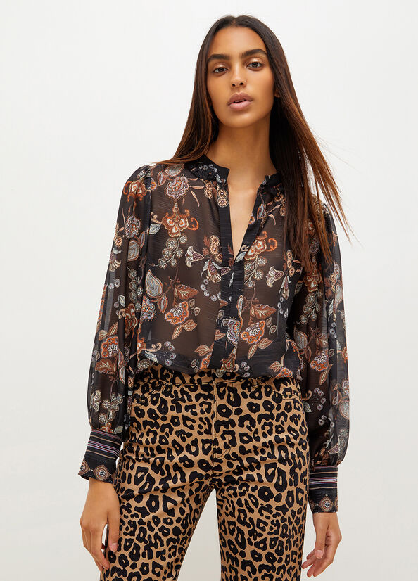 Flower Liu Jo Floral Georgette Blouse Women's Shirts | CNU-509136