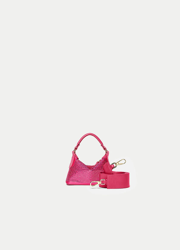 Fuchsia Liu Jo Micro Hobo With Gemstones Women's Crossbody Bags | CHZ-714086