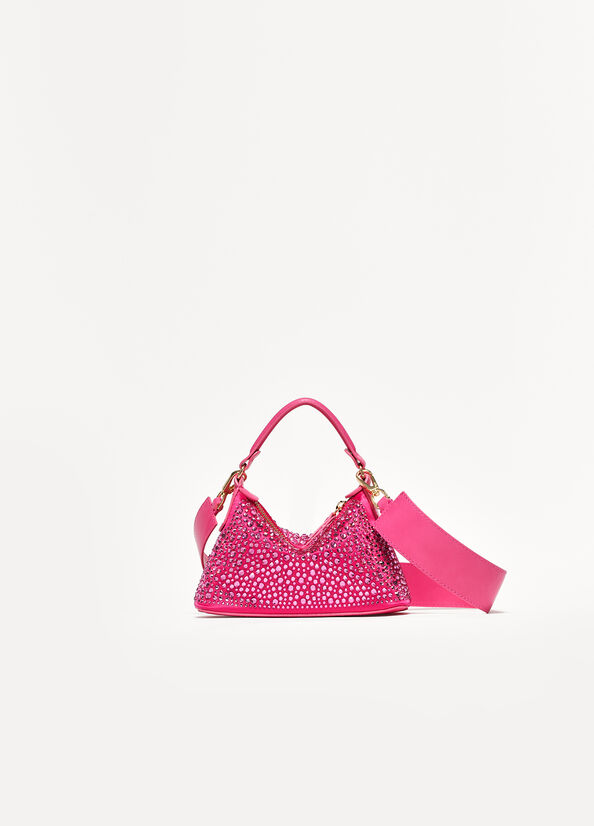 Fuchsia Liu Jo Mini Hobo With Gemstones Women's Crossbody Bags | KZE-275193