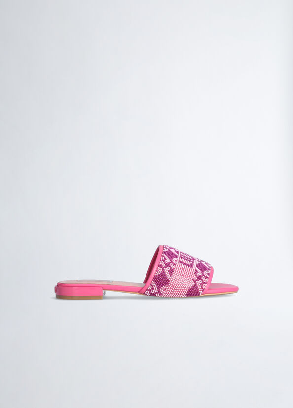 Fuchsia Liu Jo With Monogram Logo Women's Flat Shoes | QZV-392816