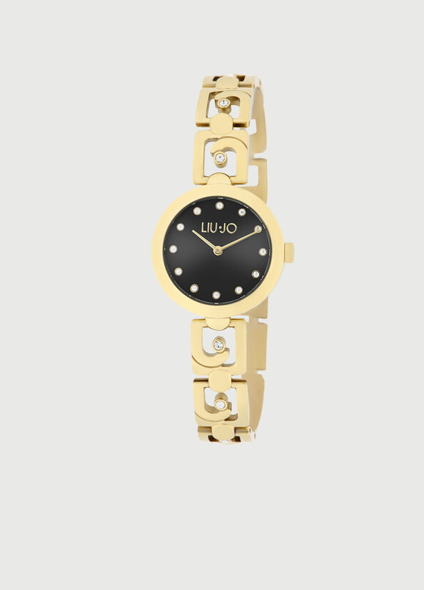 Gold / Black Liu Jo Steel With Logo Women's Watches | UTG-346580