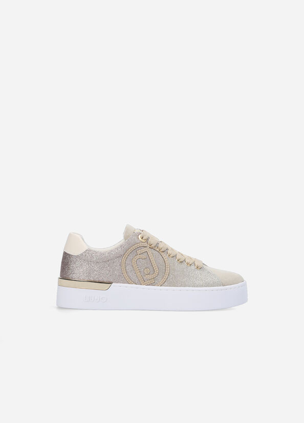 Gold / Brown Liu Jo With All-Over Glitter Women's Sneakers | OZY-813976